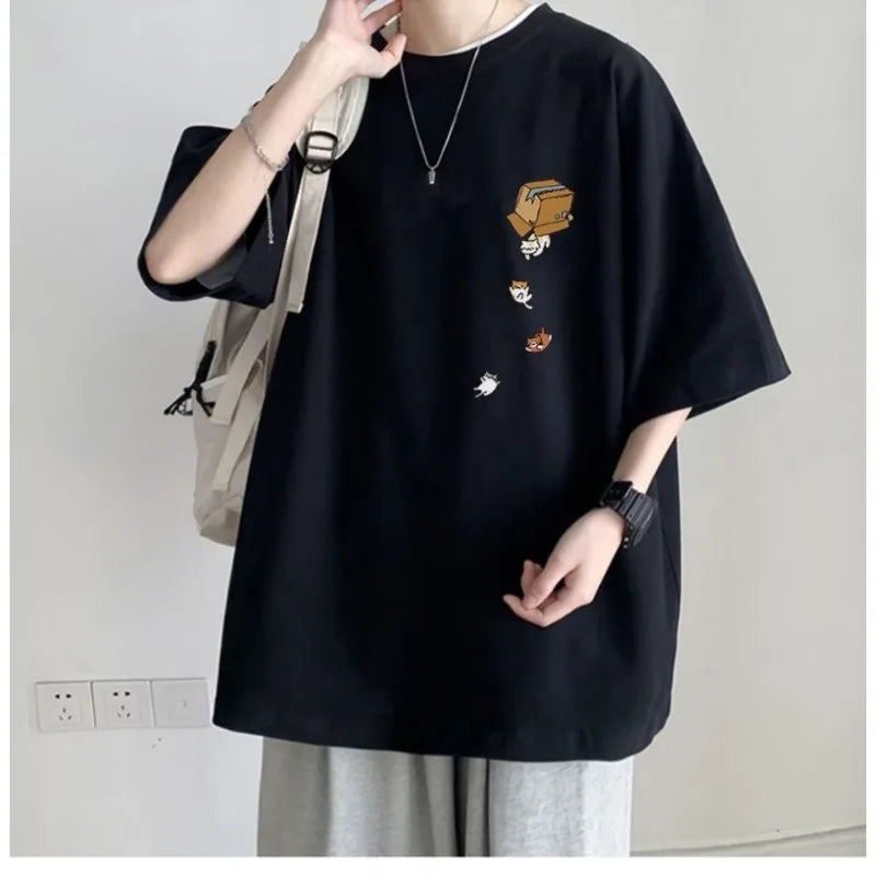 Remera K-Street Cat | Oversize Unisex Estilo Coreano