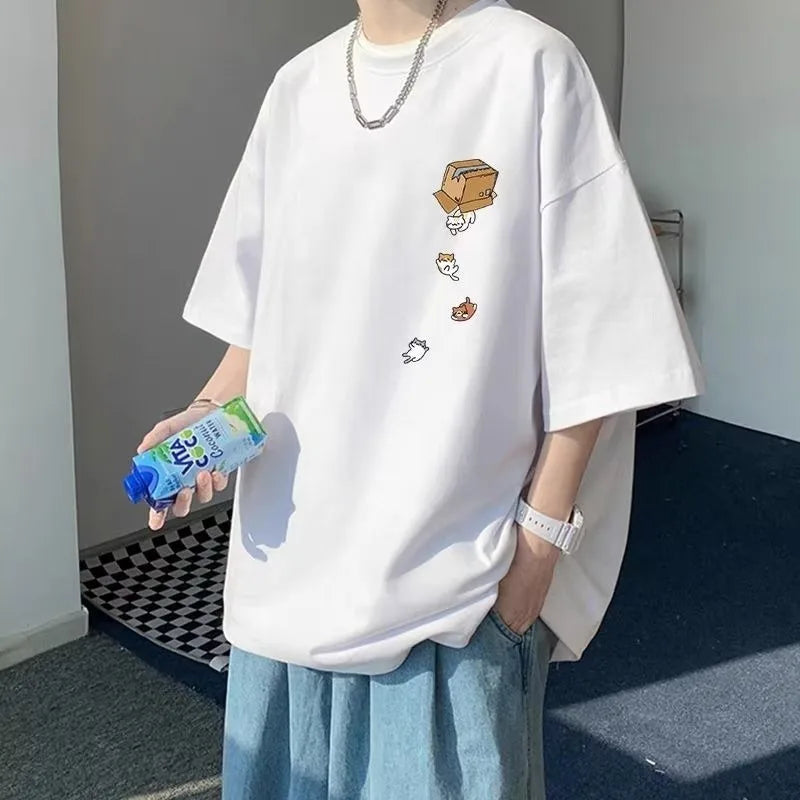 Remera K-Street Cat | Oversize Unisex Estilo Coreano