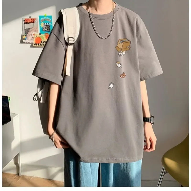 Remera K-Street Cat | Oversize Unisex Estilo Coreano