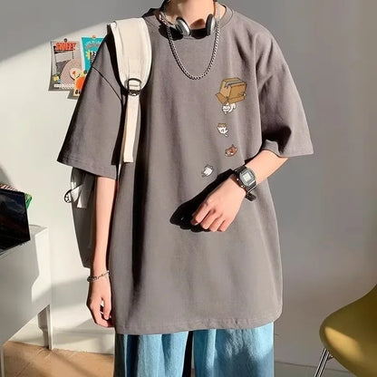 Remera K-Street Cat | Oversize Unisex Estilo Coreano