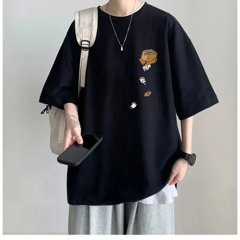 Remera K-Street Cat | Oversize Unisex Estilo Coreano