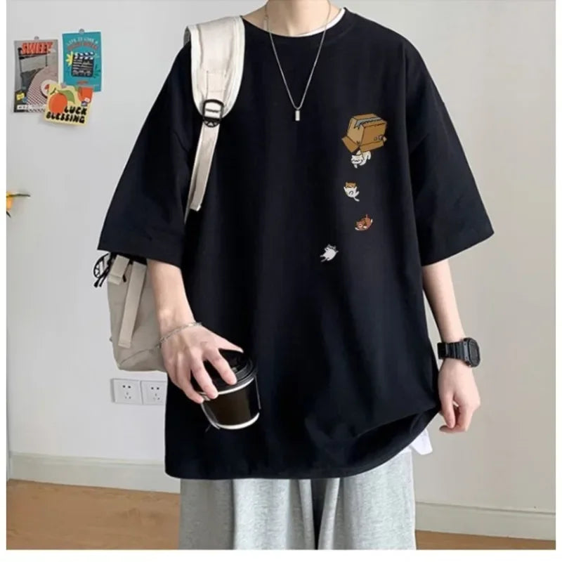 Remera K-Street Cat | Oversize Unisex Estilo Coreano