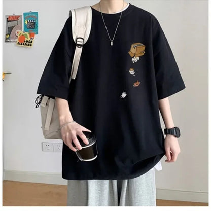 Remera K-Street Cat | Oversize Unisex Estilo Coreano